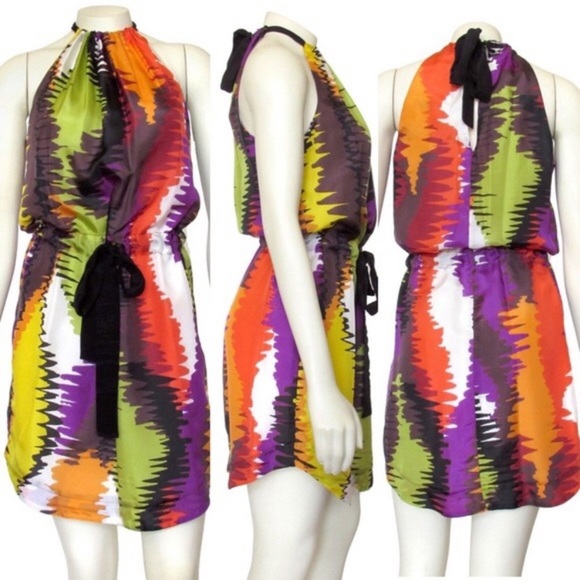 Trina Turk Wavelengths Print Silk Dress sz4 - Picture 2 of 6